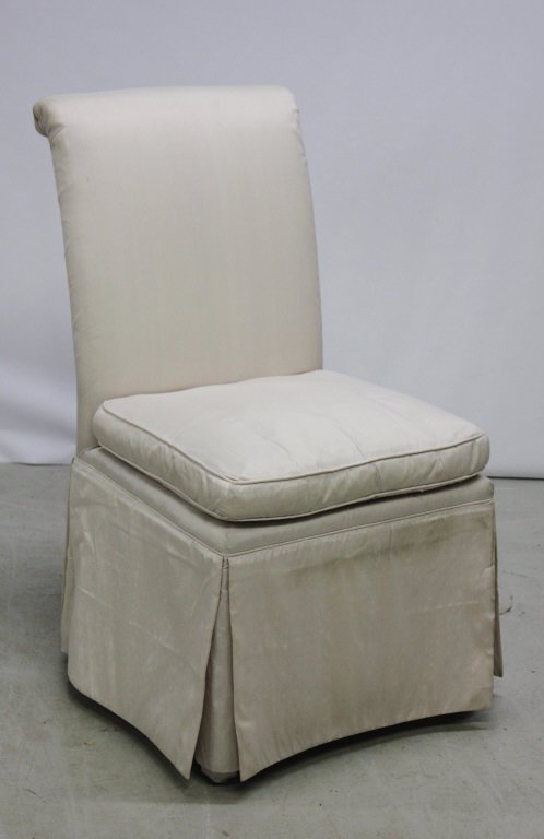 Large Silk Two-Tone Weave Upholstered Side Chair: Height: 39 inches. Width: 20 inches. Depth: 18 inches.
