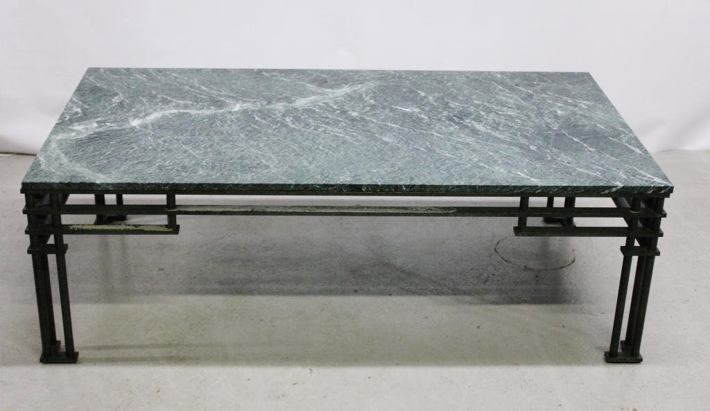 Wrought Iron and Marble Contemporary Coffee Table (1 of 4)