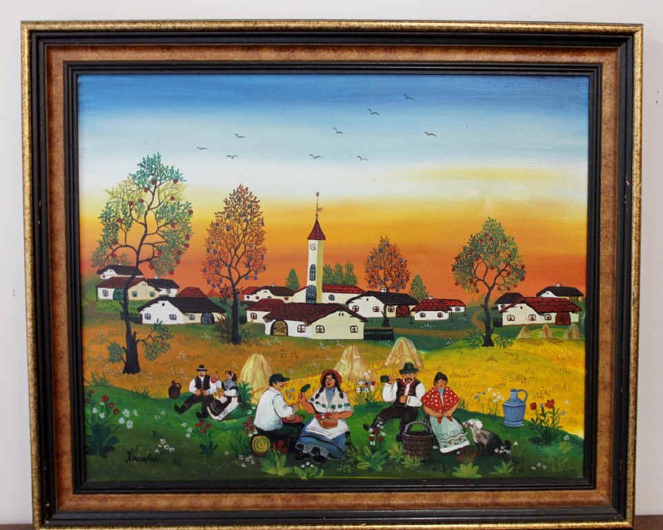 Mexican Village Scene, Acrylic on Canvas (1 of 5)