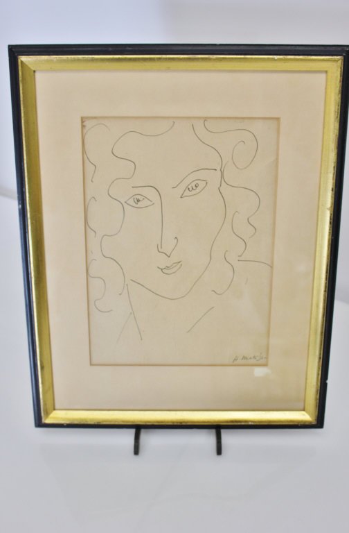 Henri Matisse, Portrait of Head of Girl: Lithograph signed in Stone Height 11 Inches Width 8 Inches