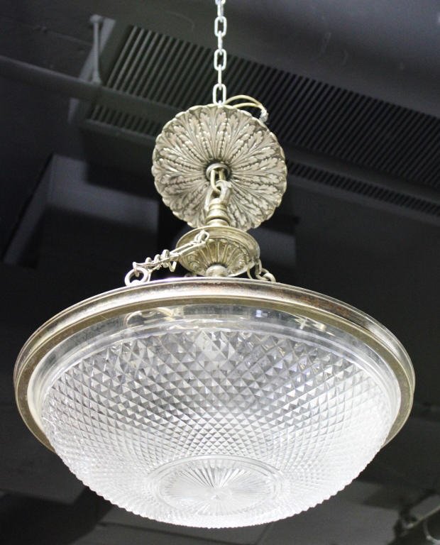 Silvered Bronze Cut Glass 6 Light Chandelier (1 of 3)