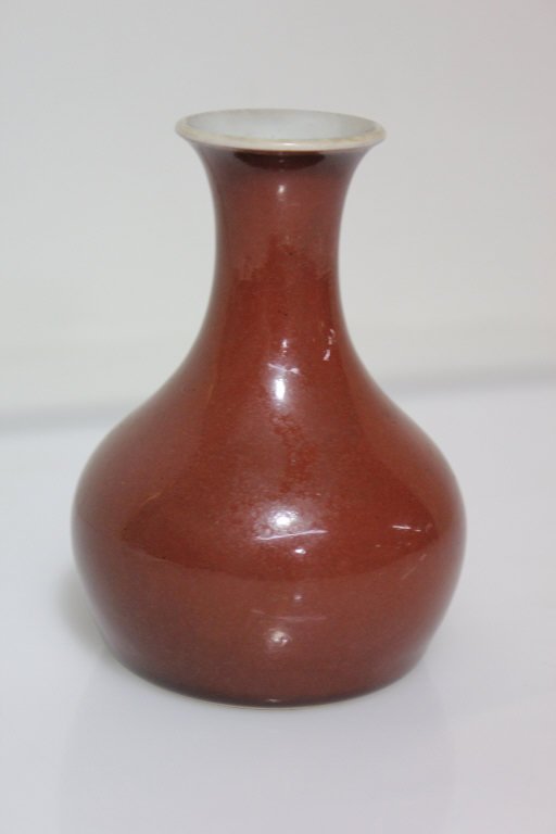 Asian Oxblood Porcelain Vase Marked on Bottom (1 of 6)