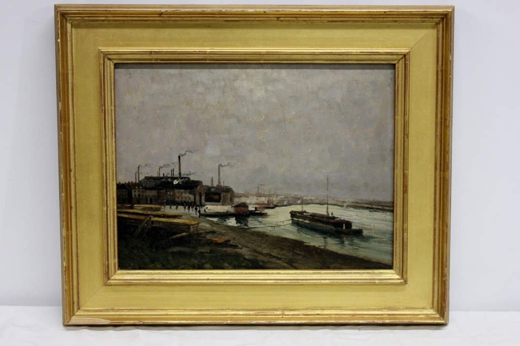 Oil on Board 'Pittsburg Harbor' Signed A.H.Gorson (1 of 6)