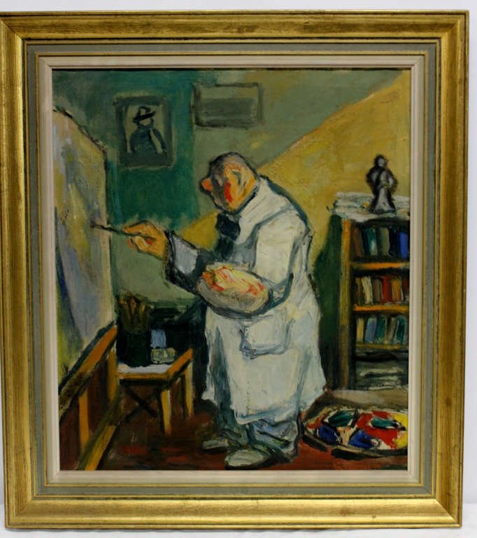 Oil on Canvas, Artist at Easel Signed Benjamin Kopman (1 of 7)