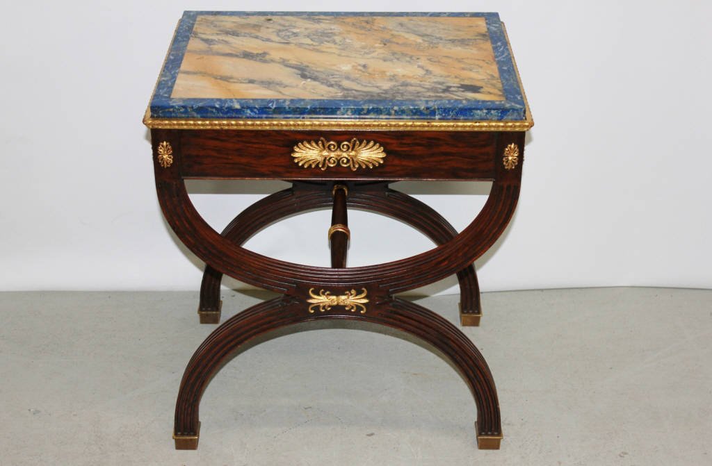 French Regency Mahogany Side Table w Marble Top (1 of 6)
