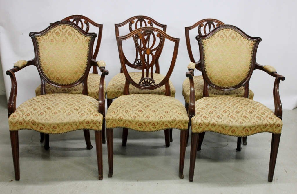 6 Inlaid Hepplewhite-Style Shield Back Dining (1 of 10)