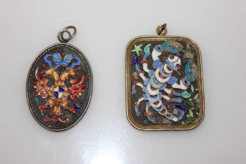 Two Antique Russian Enamel Pendants (1 of 6)