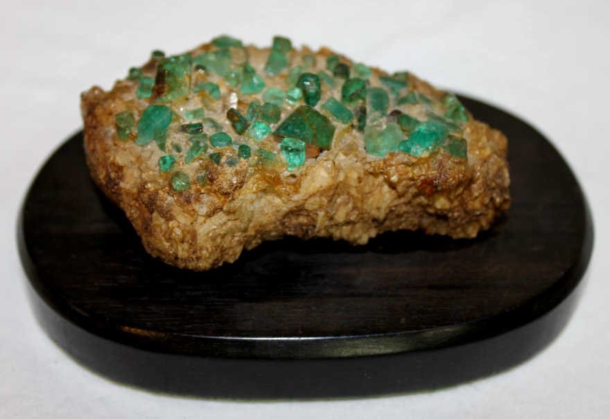 Natural Stone with Embedded Emeralds: Green Stones Tested As Emeralds Stone Measures 3.5 Inches