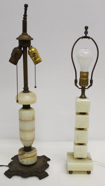 Pair of Alabaster and Bronze Lamps (1 of 6)