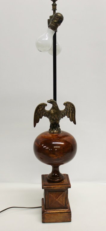 Antique Bronze Eagle Lamp on Carved Wood Base (1 of 7)