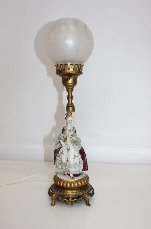 Victorian Figural Hand Painted Table Lamp (1 of 6)