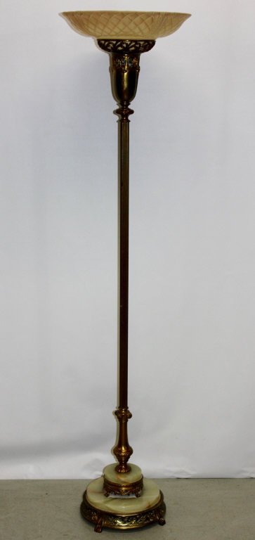Onyx & Brass Floor Lamp: Height: 68 inches.