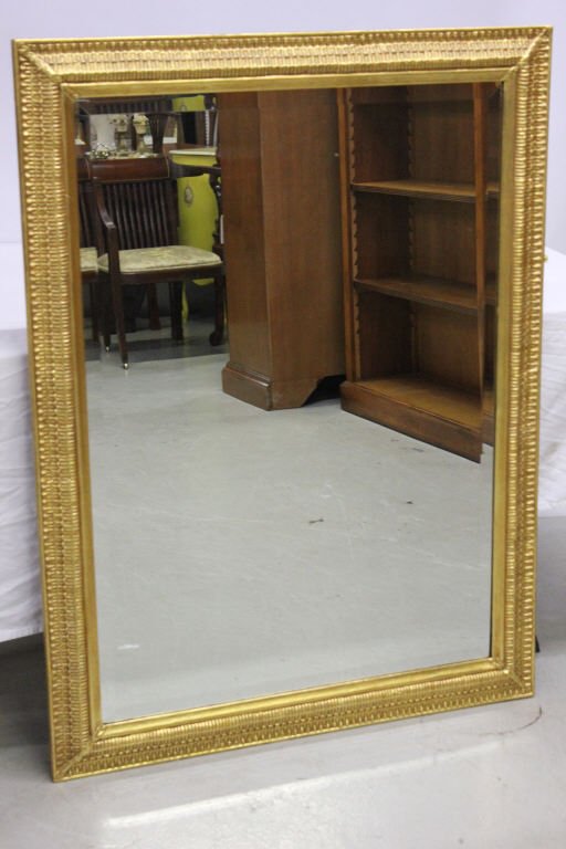 Gilded Beveled Rectangular Mirror: Height: 48 inches. Width: 37 inches.