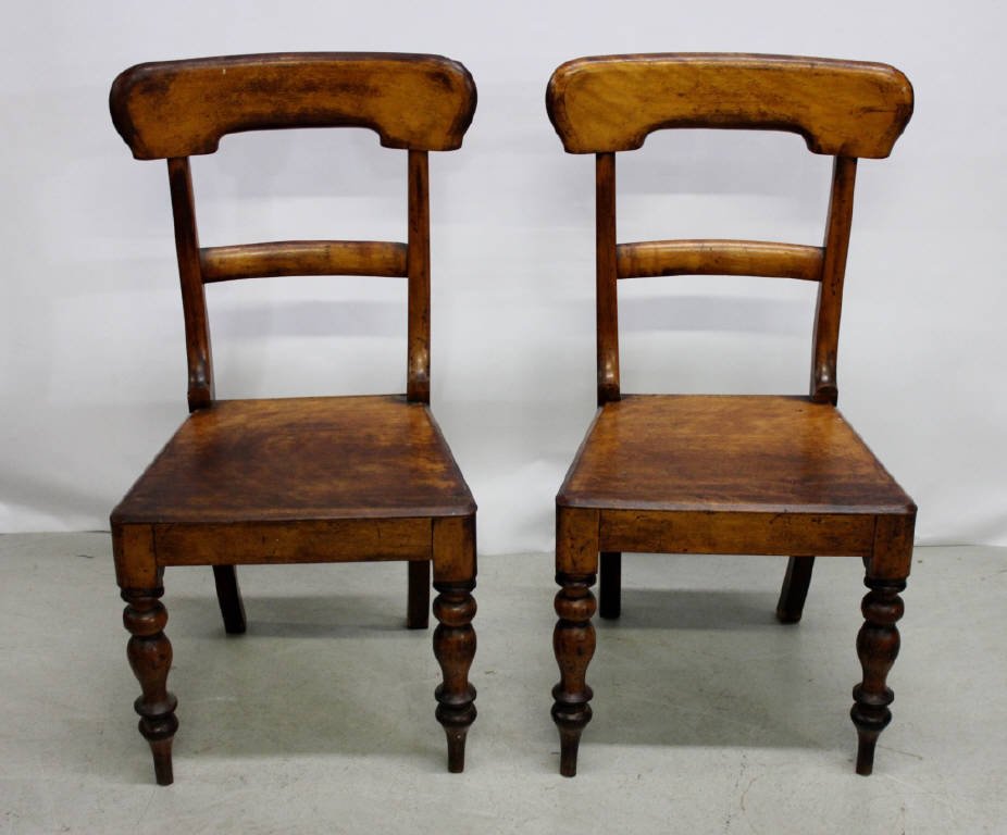 Pair of Antique Plank Chairs with spindle legs (1 of 6)