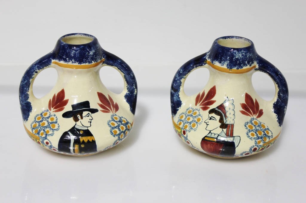 2 Hendriot Quimper Hand-Painted Porcelain Vases (1 of 5)