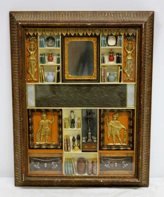 Greek Figural Shadow Box: Height: 15 inches. Width: 11 inches.