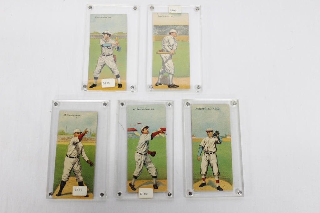 5 Mecca Cigarettes Baseball Folder Series Cards (1 of 8)