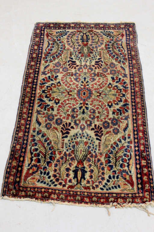Iranian Navy & Red Rug: Length: 50 inches. Width: 26 inches.