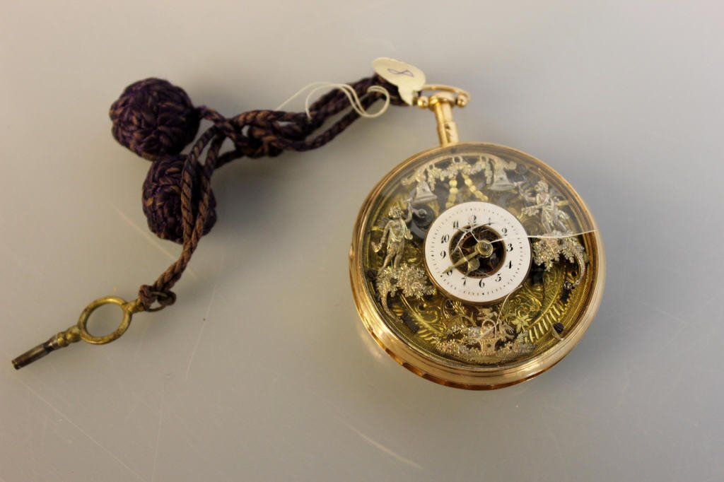 18K Gold Antique Pocket Watch w Exposed Movement (1 of 5)