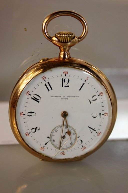 Geneve Vagneroy Constantin 14K Pocket Watch: approx 55.25 Dwt incusive Cracked Chrystal 181683 Open Face PLEASE SEE OUR TERMS AND CONDITIONS AND POLICIES CONCERNING THIS AUCTION.