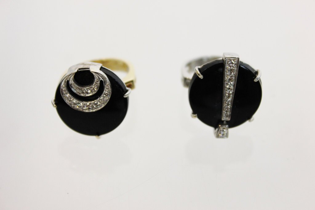 Two 14kt Gold Art Deco Rings w Diamond Chips (1 of 5)