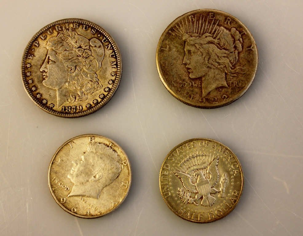 Two Silver Dollars + Two Fifty Cent Pieces (1 of 1)