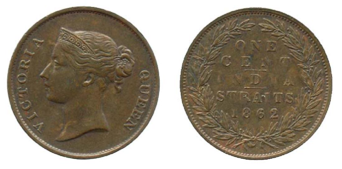 STRAITS SETTLEMENTS Copper 1 cent 1862 (1 of 1)