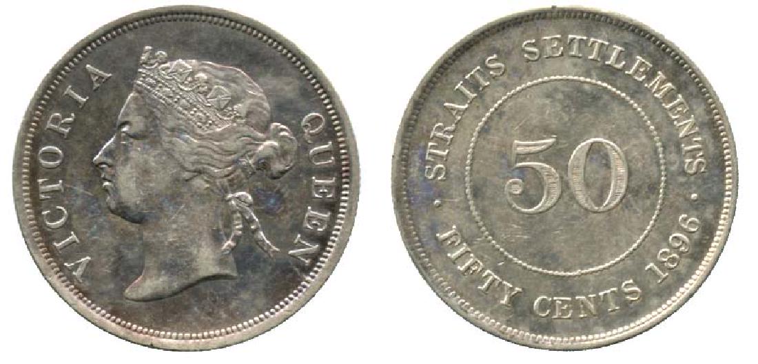 STRAITS SETTLEMENTS Silver 50 cents 1896 (1 of 1)