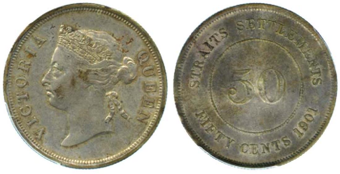 STRAITS SETTLEMENTS Silver 50-Cents 1901 (1 of 1)