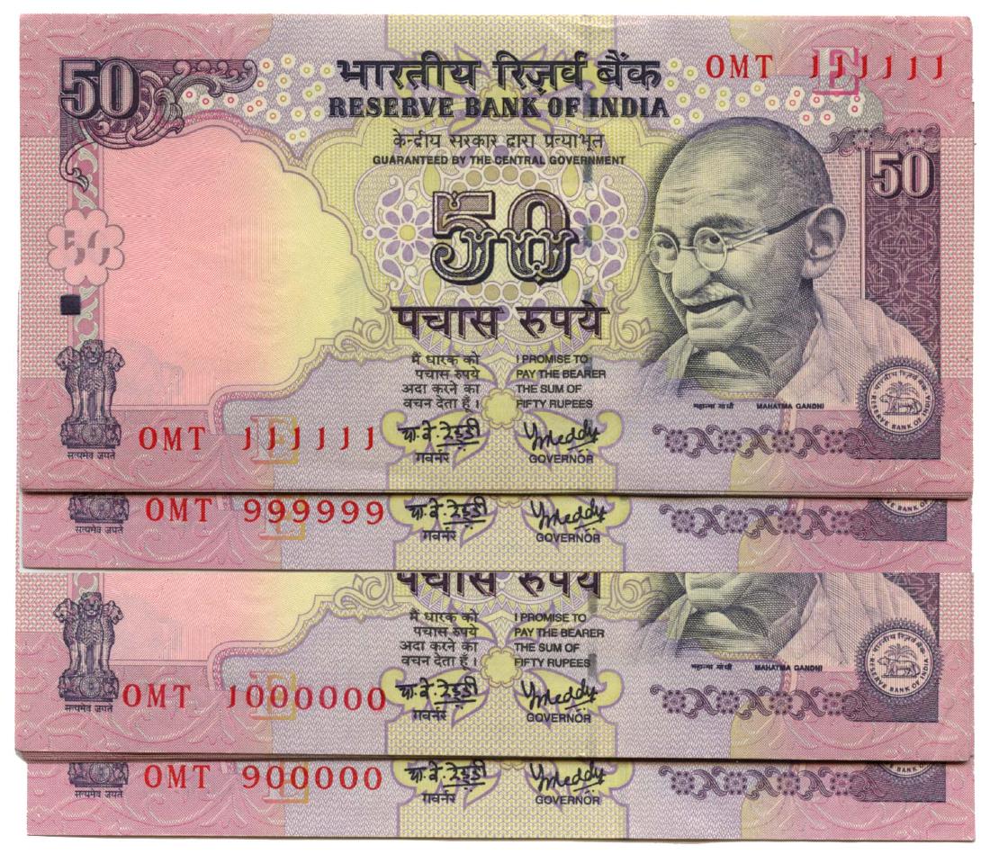 INDIA 50-Rupees 2008 Same prefix Solid Golden (1 of 1)