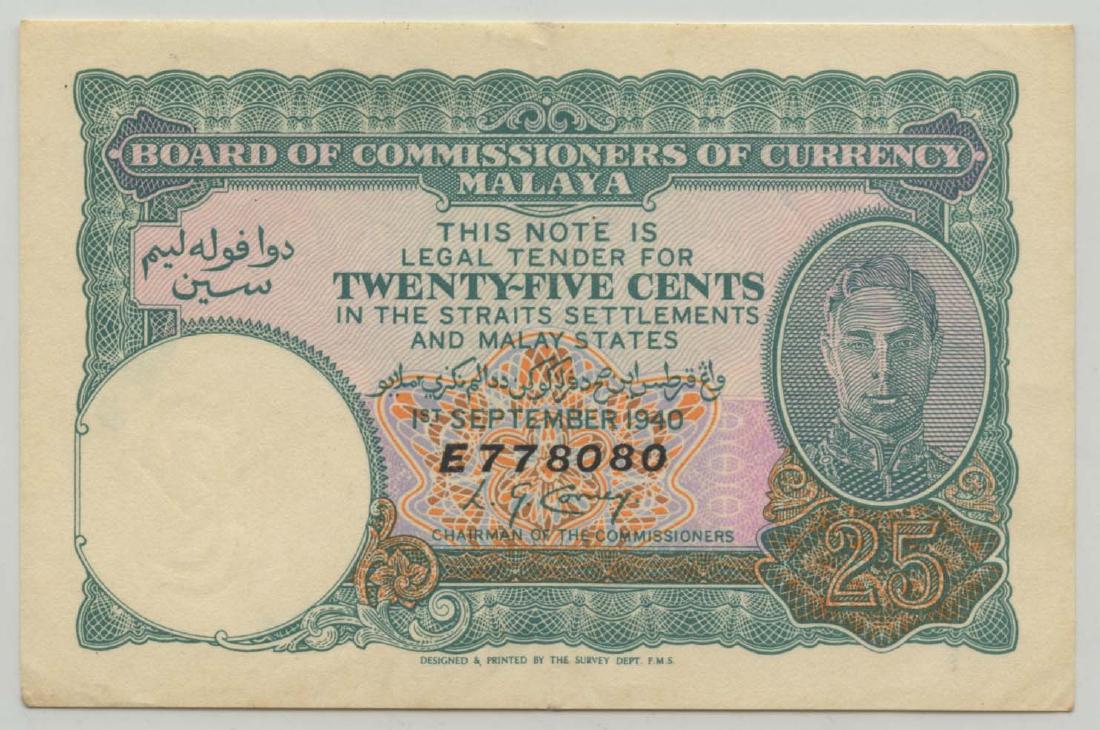 MALAYA George VI: 25-Cents 1940 (1 of 1)