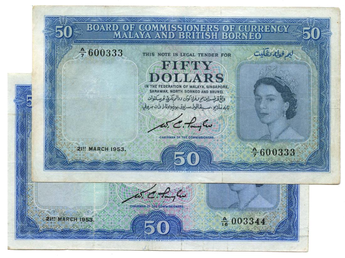 MALAYA & BRITISH BORNEO $50 1953 (1 of 1)