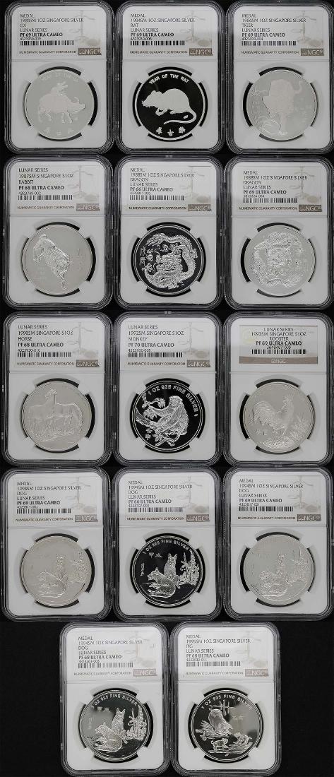 SINGAPORE Lunar Series 1oz Silver Medals (14pcs) (1 of 1)