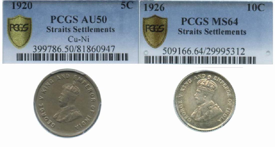STRAITS SETTLEMENT Cu Ni & Silver cents (2pcs) (1 of 1)