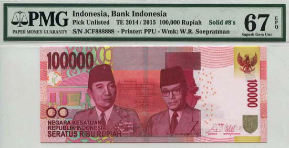 INDONESIA 100,000-Rupiah  JCF 888888 (1 of 1)