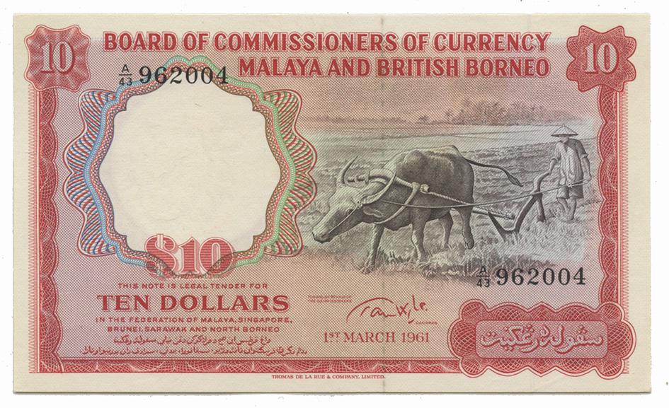 MALAYA, BRITISH BORNEO Buffalo $10 1961 A/43 962004 (1 of 1)