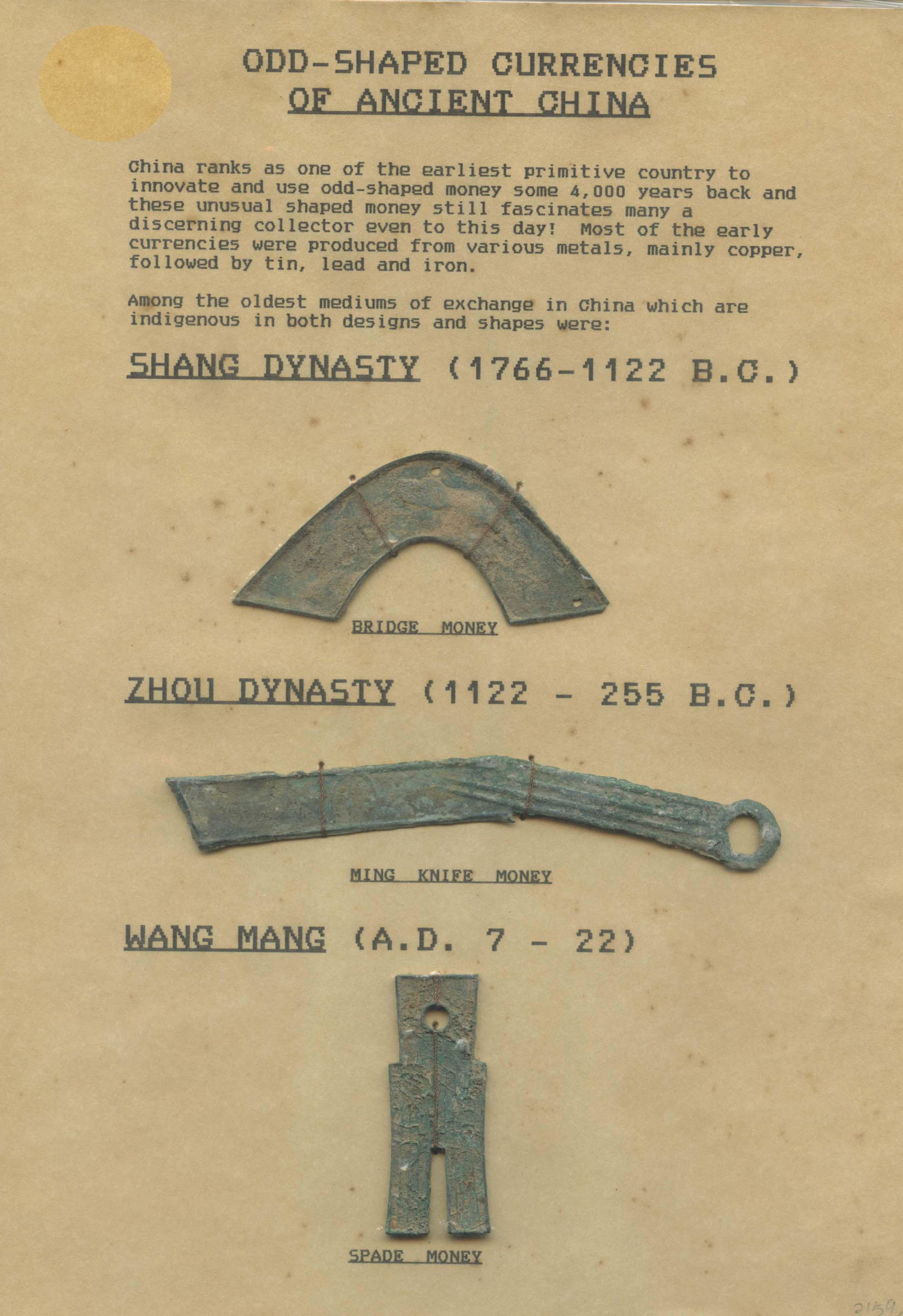 CHINA Shang, Zhou and Wang Mang Dynasty (1766-AD 22) (1 of 1)