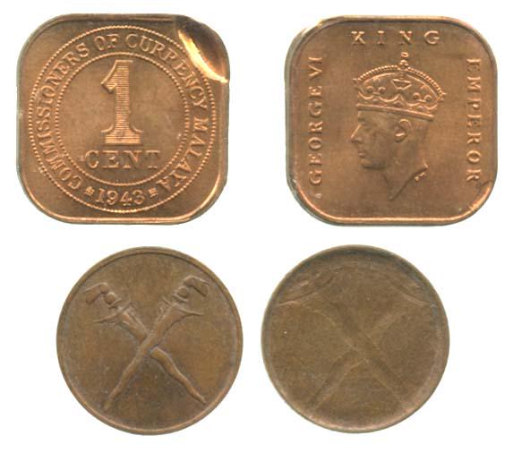 WORLD Copper 1 cent 1962 and 1 cent 1943. Error (1 of 1)