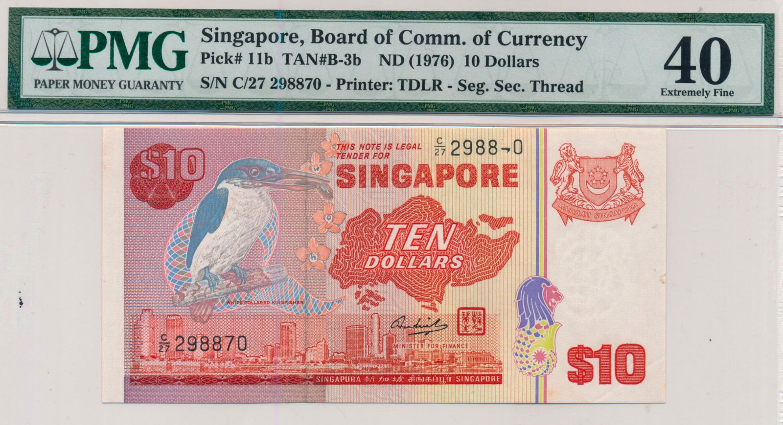 SINGAPORE Bird Series $10 Error Note Stuck Digit (1 of 1)
