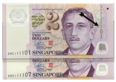 SINGAPORE Portrait Series $2 Polymer fancy numbers (1 of 1)