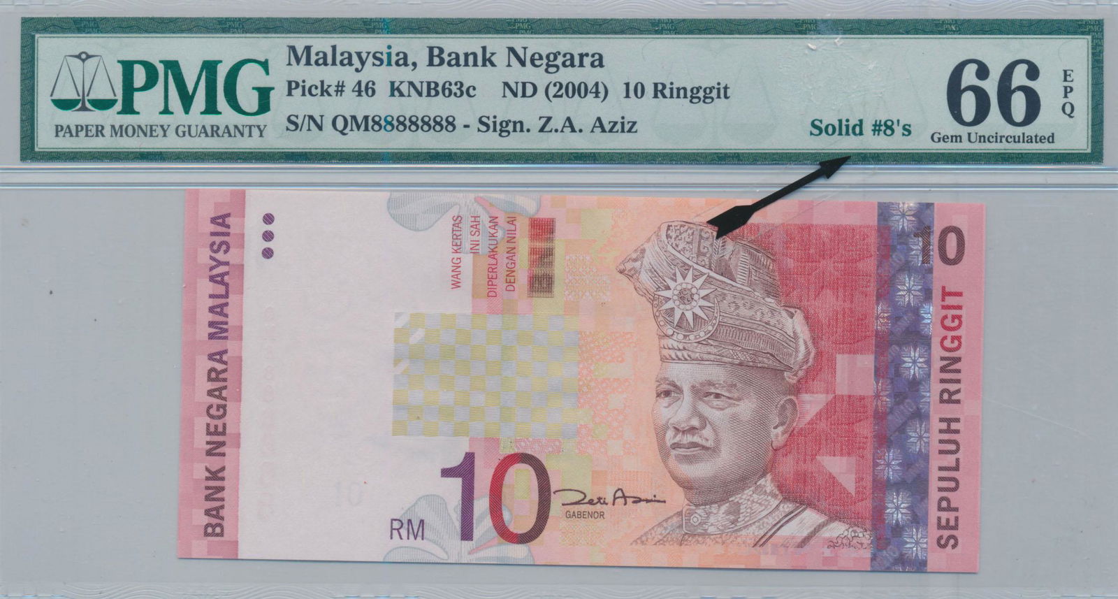 MALAYSIA  11th Series RM10 Auspicious solid numbers (1 of 1)