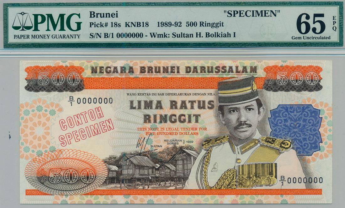 BRUNEI  3rd Series Specimen $500 B/1 000000. PMG 65 (1 of 1)