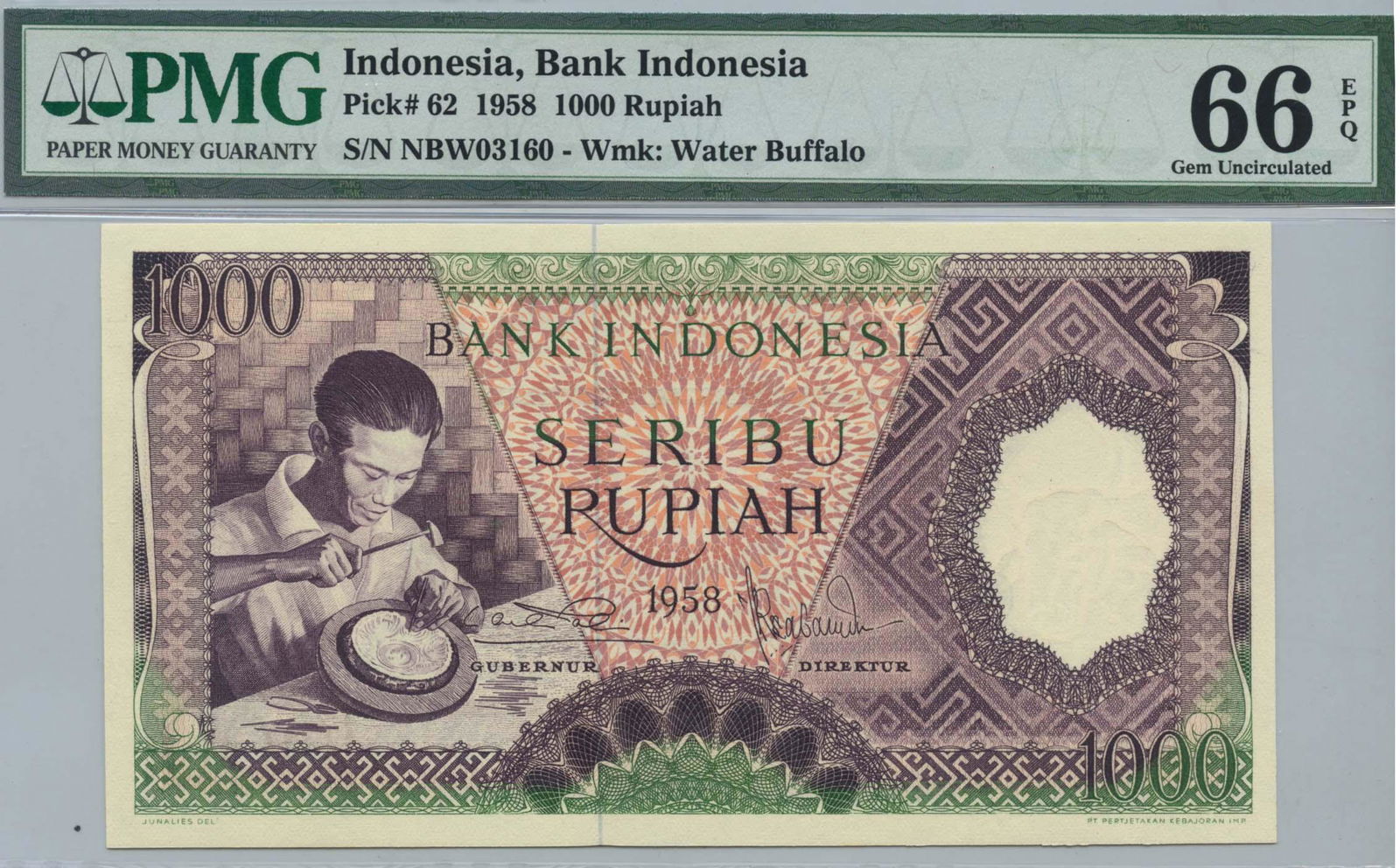 INDONESIA Bank Indonesia 1000-Rupiah 1958 NBW03160 (1 of 1)