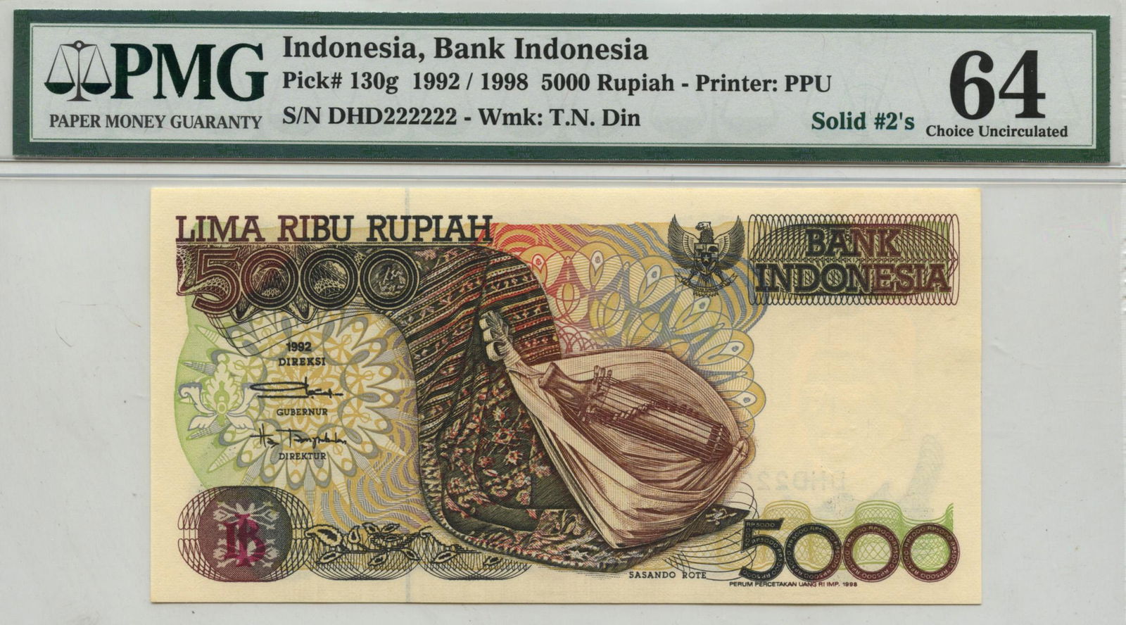 INDONESIA Bank Indonesia 1992/98 5000 Rupiah Solid (1 of 1)
