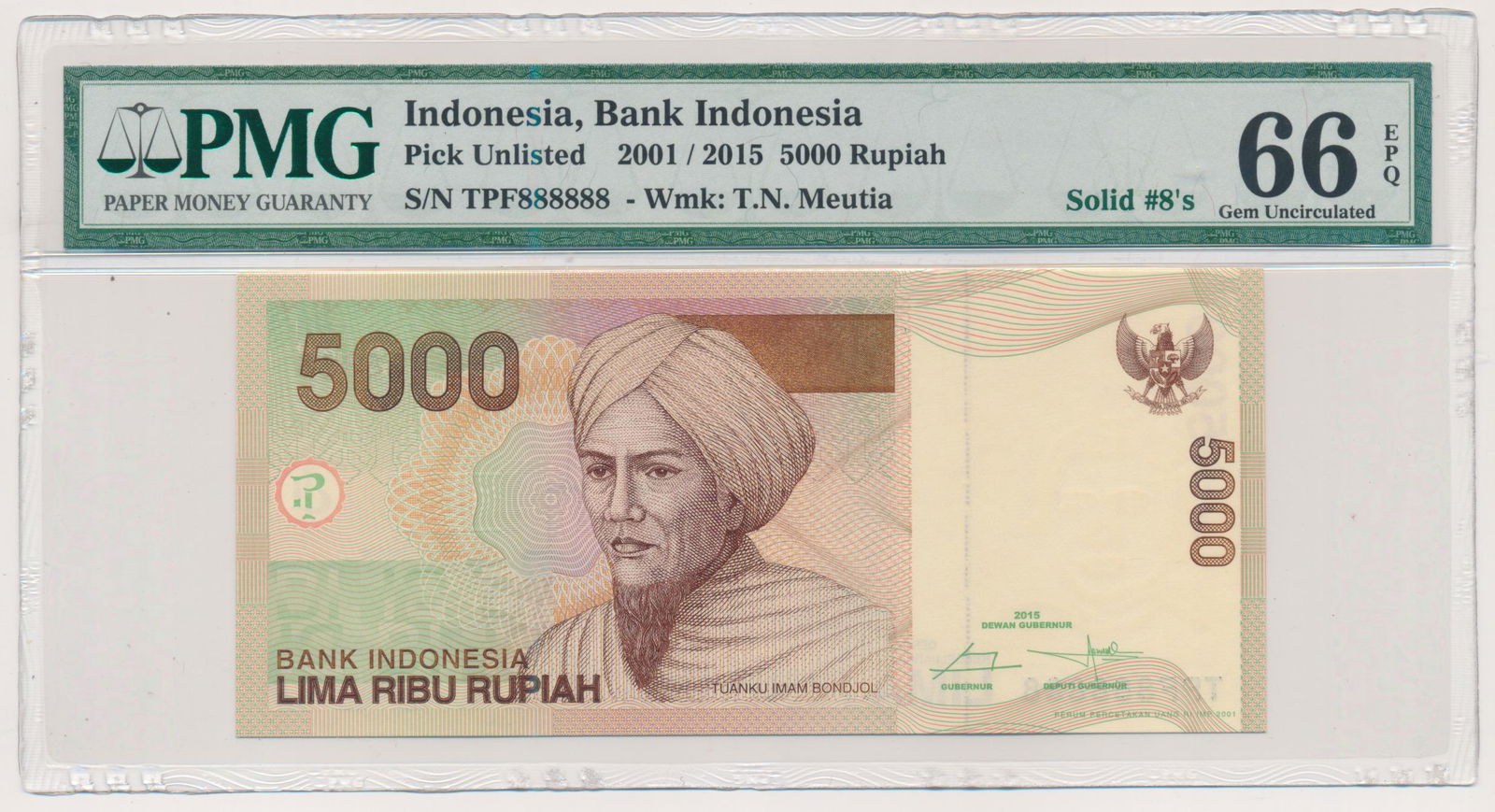 INDONESIA Bank Indonesia 5000-Rupiah 2001 Solid Numbers (1 of 1)