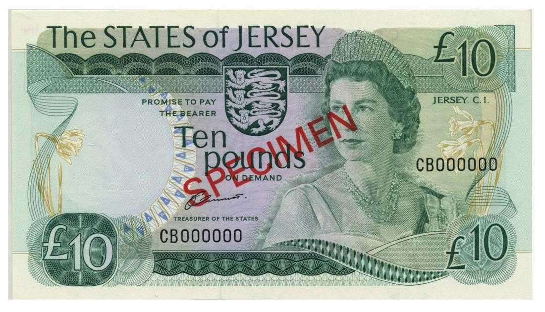 JERSEY States of Jersey Specimen 10-Pounds ND (1976-88) (1 of 1)