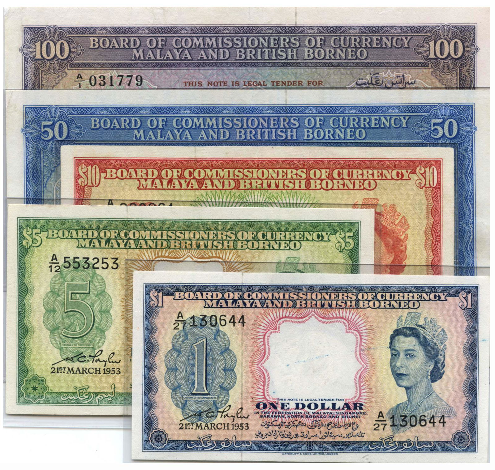 MALAYA & BRITISH BORNEO Elizabeth II 1953 $1 A/27 (1 of 1)
