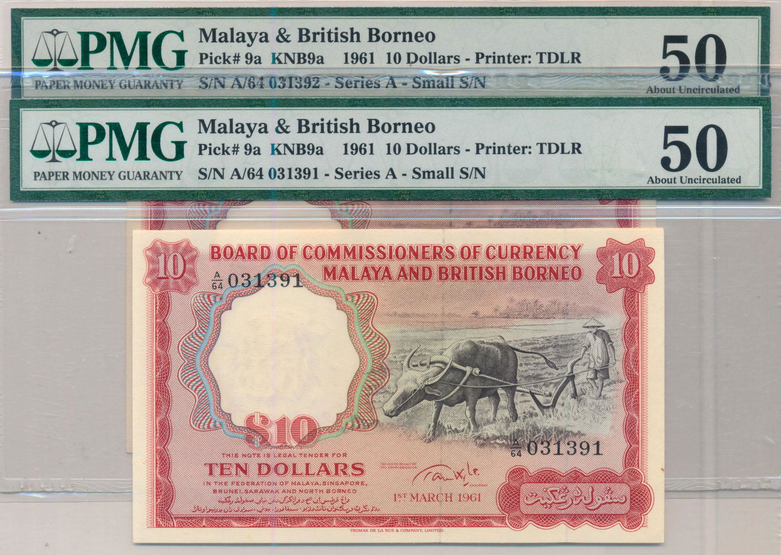 MALAYA & BRITISH BORNEO Buffalo 1961 $10 Small A (1 of 1)