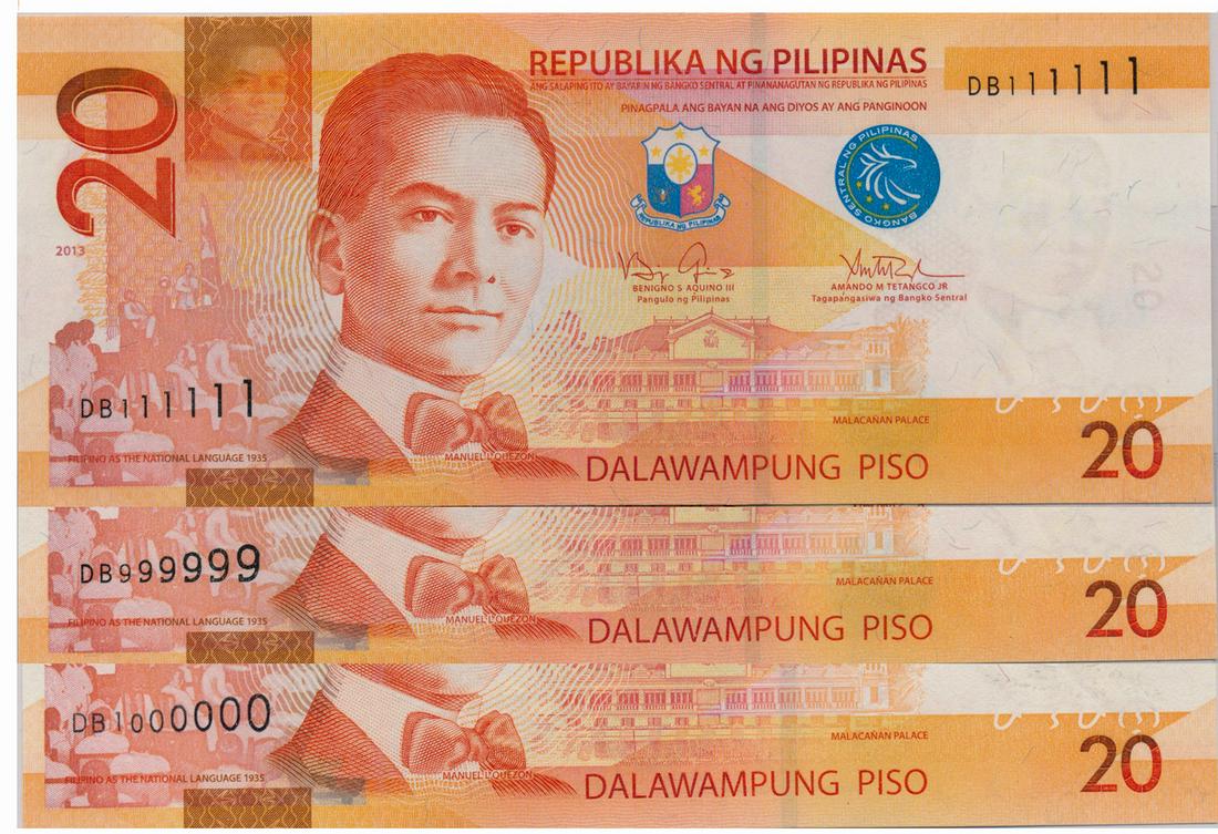 PHILIPPINES Central Bank Set of 20-Piso 2013 different (1 of 1)