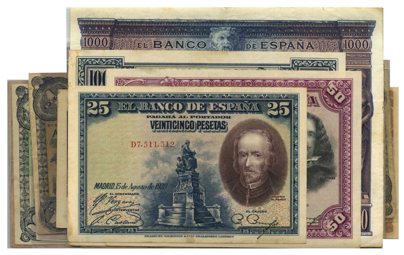 WORLD Spain El Banco De Espana 1928 25-Pesetas (1 of 1)